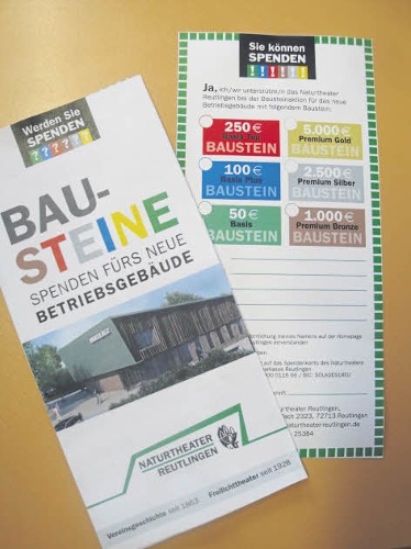 Der Flyer zur Baustein-Aktion des Naturtheaters / Foto: NTR